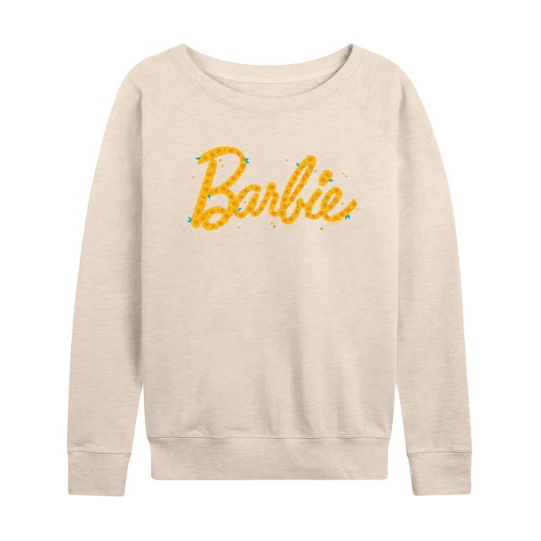 Barbie - Floral Pattern Logo Filled - Women's Lightweight French Terry Pullover | Walmart (US)
