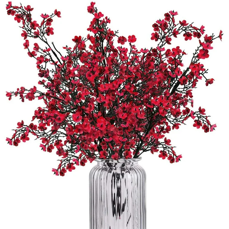 Dolicer 4Pack 1.64 Ft Red Artificial Flowers, UV Resistant Outdoor Flowers, Cemetery Flowers for ... | Walmart (US)