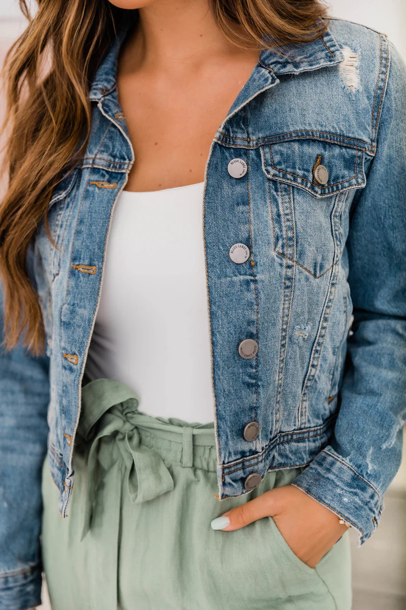 Lead Me To New Adventures Denim Jacket | The Pink Lily Boutique