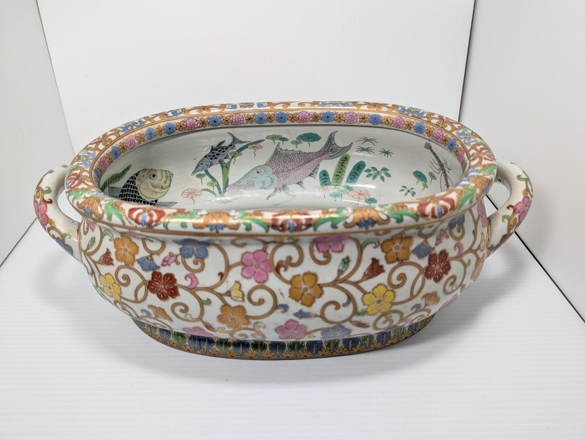 Vtg Chinese Famille Rose Medallion Foot Bath Planter Basin Scrolling Floral Crab | eBay | eBay US