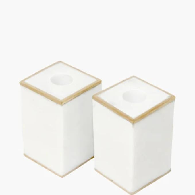 Marble Taper Candle Holders - White/Gold Set of 2 | Amazon (US)