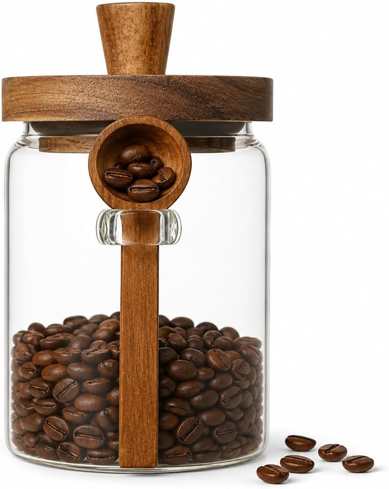 ANSQU Glass Jar with Lid, 600ml Food Storage Containers Coffee Jar Coffee Grounds Container, Glas... | Amazon (UK)