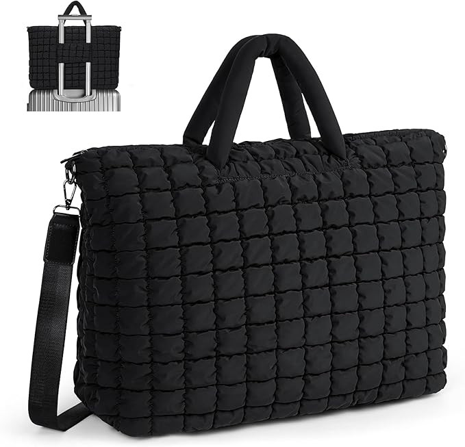 Quilted Duffle Bag for Travel, Large Puffer Duffel Weekender Bags Soft Gym Tote, Big Puffy Carry ... | Amazon (US)