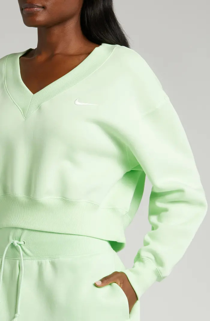 Nike Sportswear Phoenix Fleece V-Neck Crop Sweatshirt | Nordstrom | Nordstrom