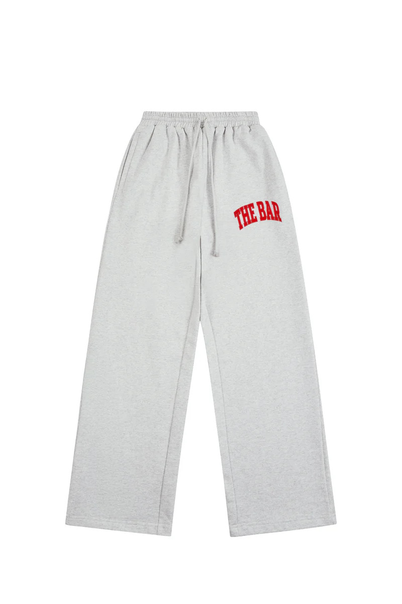 VARSITY WIDE LEG SWEATPANTS LT HEATHER GREY/BIG APPLE RED | The Bar