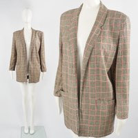 80s Blazer Check Blazer Shoulder Pads Black Red Plaid Blazer | Etsy (US)