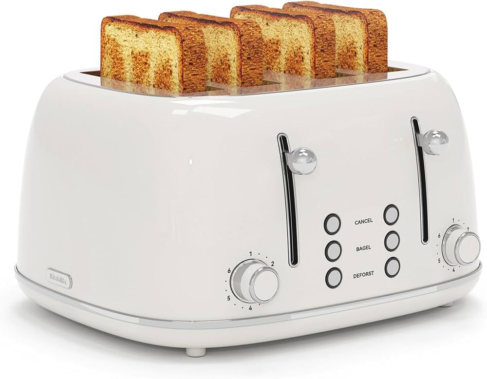 Toaster 4 Slice, Retro Stainless Toaster with 6 Bread Shade Settings,1.5''Wide Slots Toaster with... | Amazon (US)