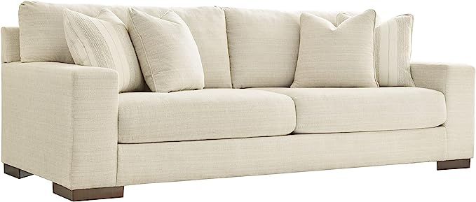 Signature Design by Ashley Maggie Contemporary Upholstered Sofa with Accent Pillows, Off-White | Amazon (US)