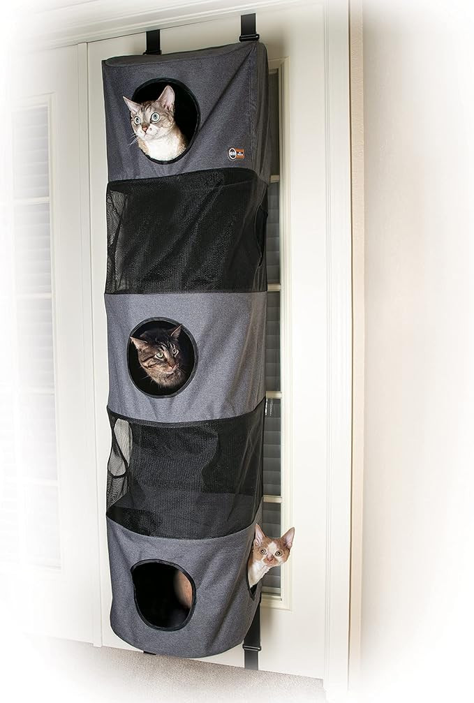 K&H Pet Products Hangin' Cat Condo Door Mounted Cat Furniture Cat Tree Classy Gray 5 Story High R... | Amazon (US)