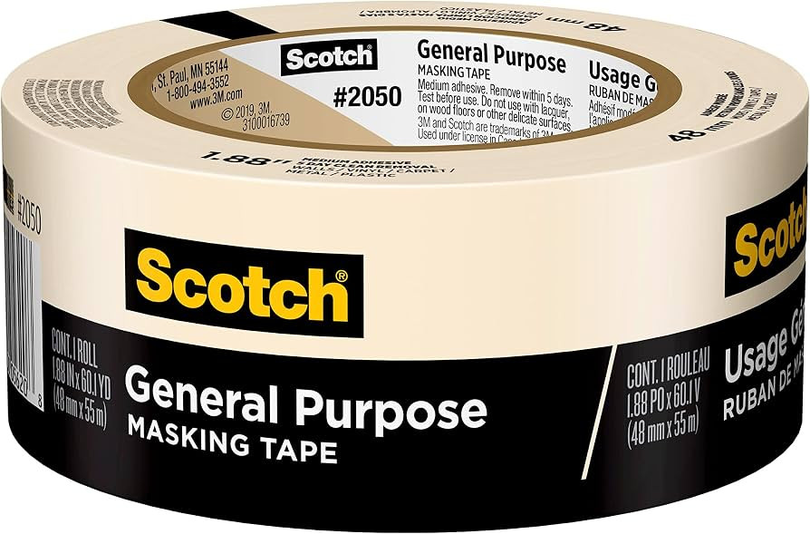 Scotch General Purpose Masking Tape, 1.88 in x 60.1 yd, Beige, Sticks for Up to 5 Days, Removes E... | Amazon (US)