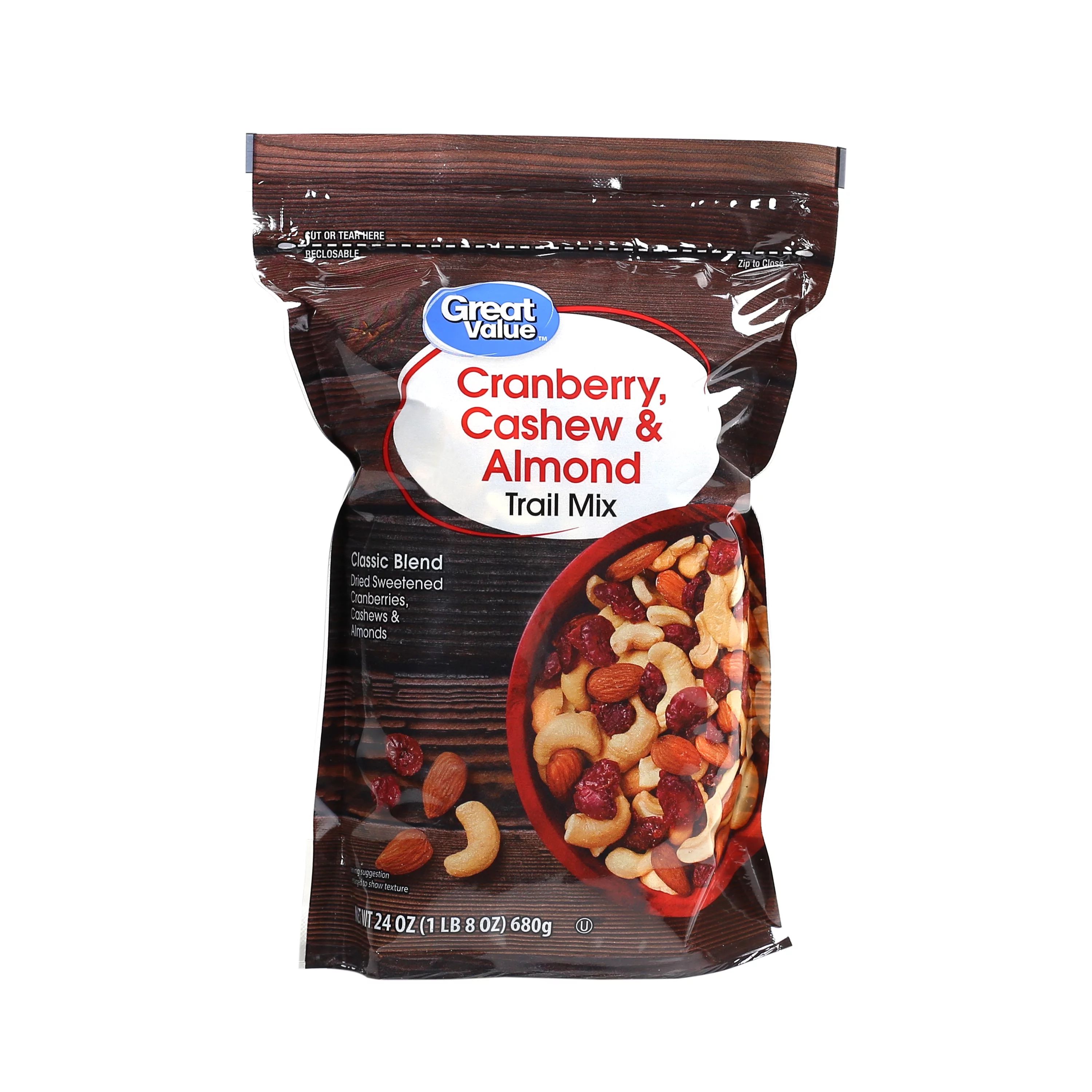 Great Value Cranberry Cashew & Almond Trail Mix, 24 oz - Walmart.com | Walmart (US)