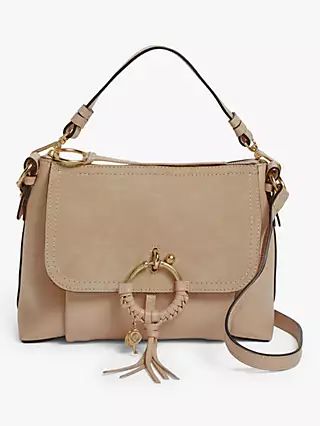 See By Chloé Joan Suede Leather Small Satchel Bag, Powder | John Lewis UK