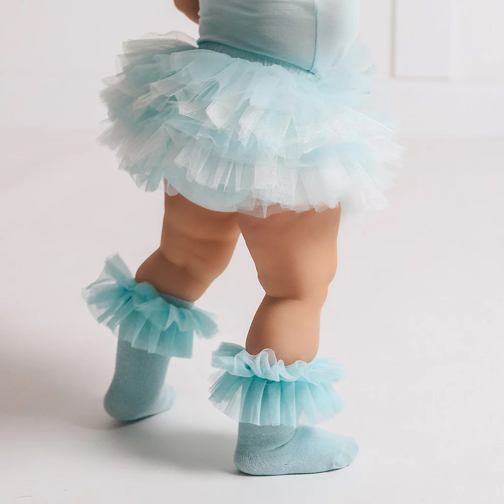 Solid Tulle Blue Toddler Ruffled Tulle Bummies | Starry Blue | Posh Peanut