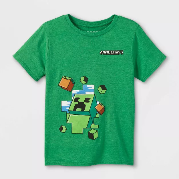 Boys' Minecraft Creeper Short Sleeve Graphic T-Shirt - Green | Target
