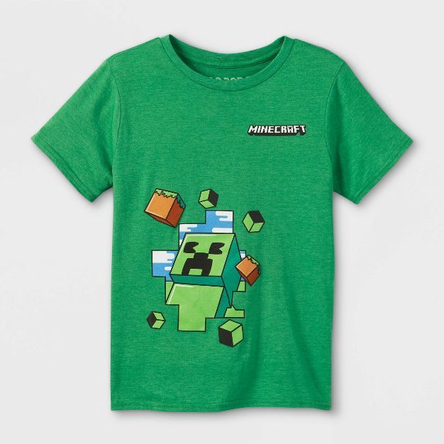 Boys' Minecraft Creeper Short Sleeve Graphic T-Shirt - Green | Target