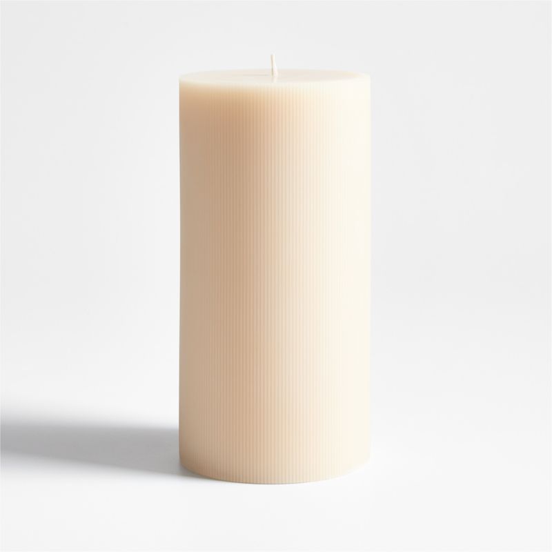 4"x8" Ribbed Linen Pillar Candle + Reviews | Crate & Barrel | Crate & Barrel