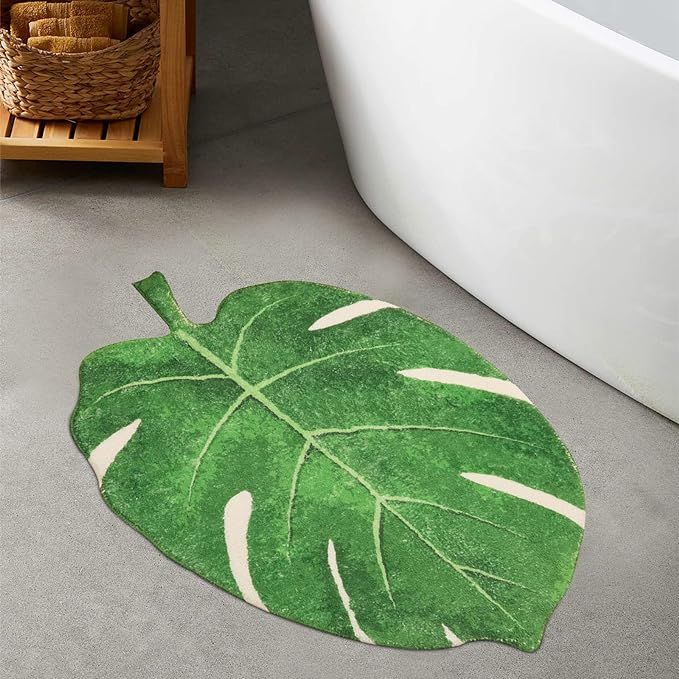 STARUIA Leaf Shaped Bathroom Rug 2x3 ft, Washable Small Bath Mat Non-Slip Area Rug,Ultra Soft Ind... | Amazon (US)