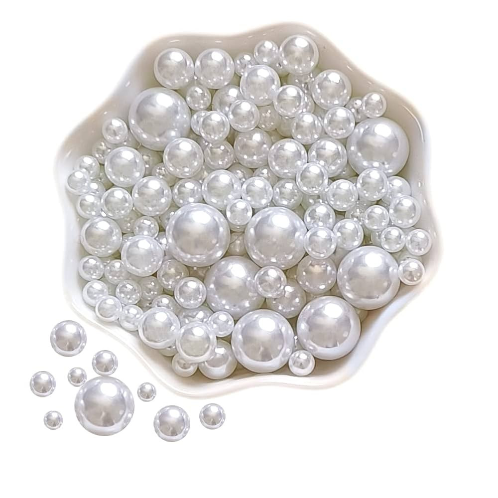 Lifestyle-cat 4 Size 330pcs Assorted Pearls Beads No Holes White Pearls Beads 5mm, 6mm, 8mm, 12mm... | Amazon (US)