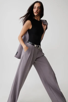 Phoebe Straight Leg Suiting Pants / Light Grey Marle | MESHKI | L | MESHKI US