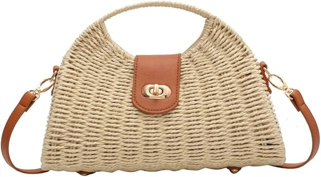 Summer Straw Bag for Women Straw Hand-woven Top-handle Handbag Crossbody Tote Clutch Bags for Tra... | Amazon (US)