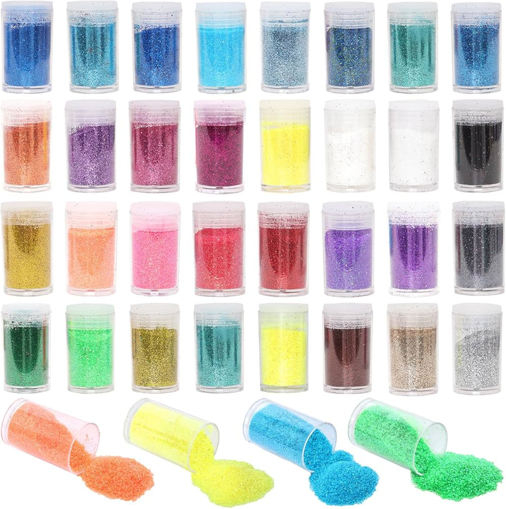 32 Colors Fine and Chunky Glitter Set for Crafts,Hair, Makeup, Slime, Resin Tumblers, Resin Molds | Amazon (CA)