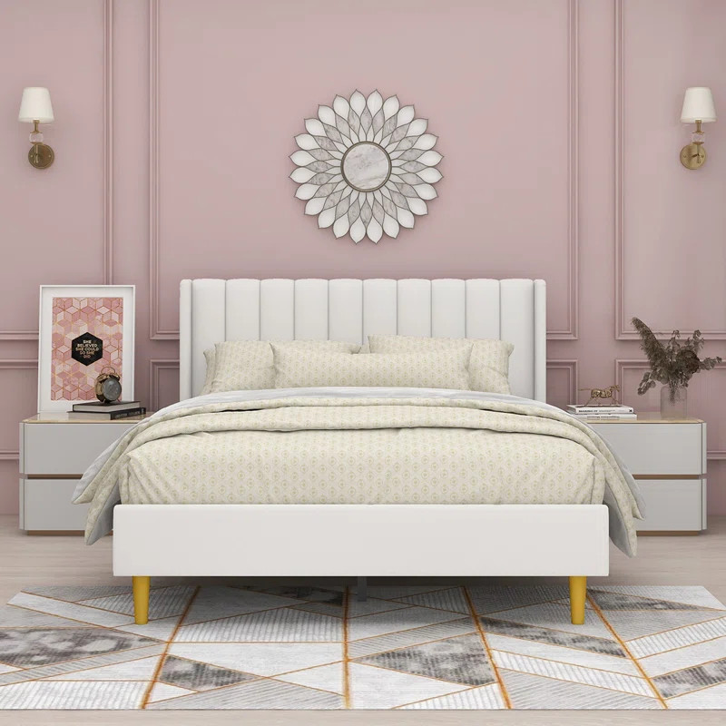 Eriksay Low Profile Upholstered Platform Bed With Wingback Headboard | Wayfair North America