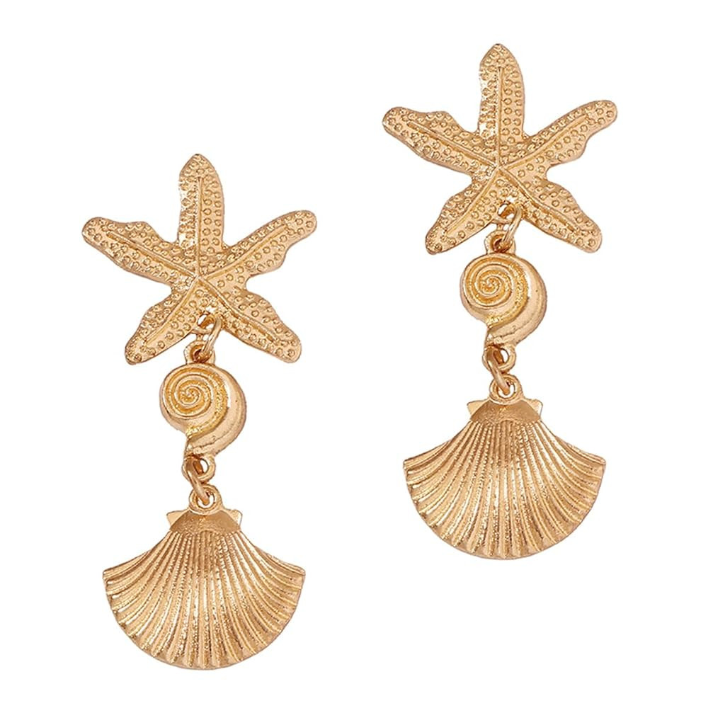 Gold Starfish Earrings for Women Trendy, Big Starfish Drop Dangle 14K Gold Stud Earrings Exquisit... | Amazon (US)
