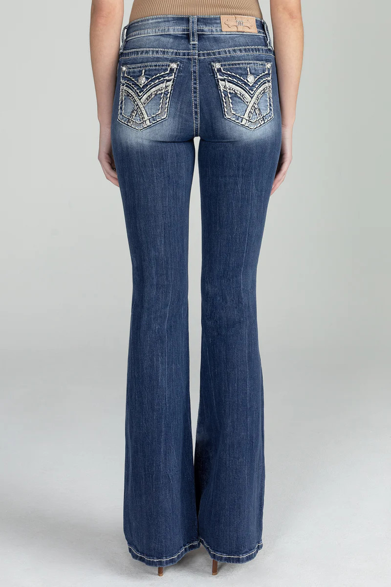 Silver Cross Stitch Flare Denim | Miss Me