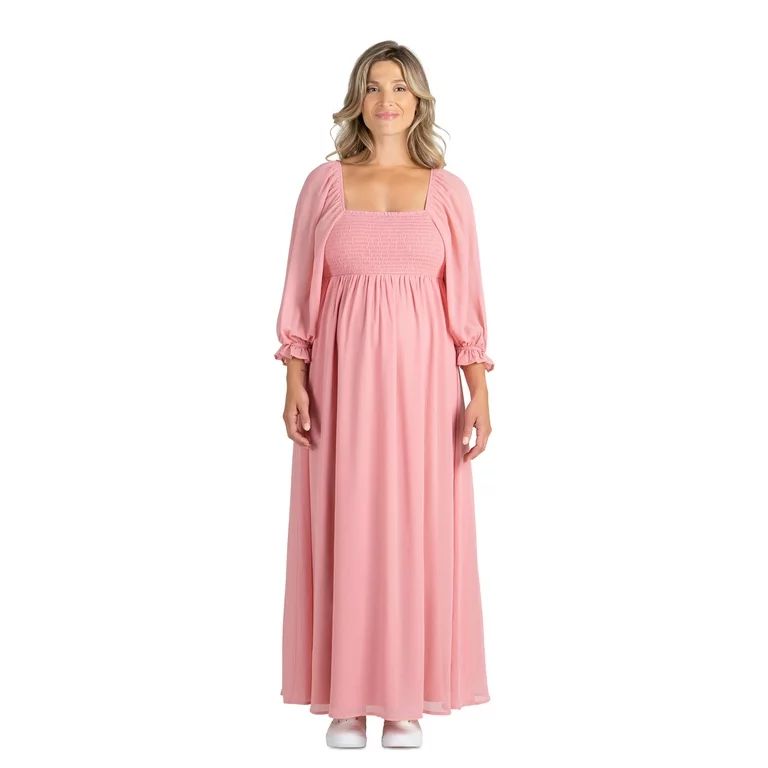 Destination Maternity Women's Smocked Babydoll Maternity Maxi Dress, Sizes S-XXL - Walmart.com | Walmart (US)