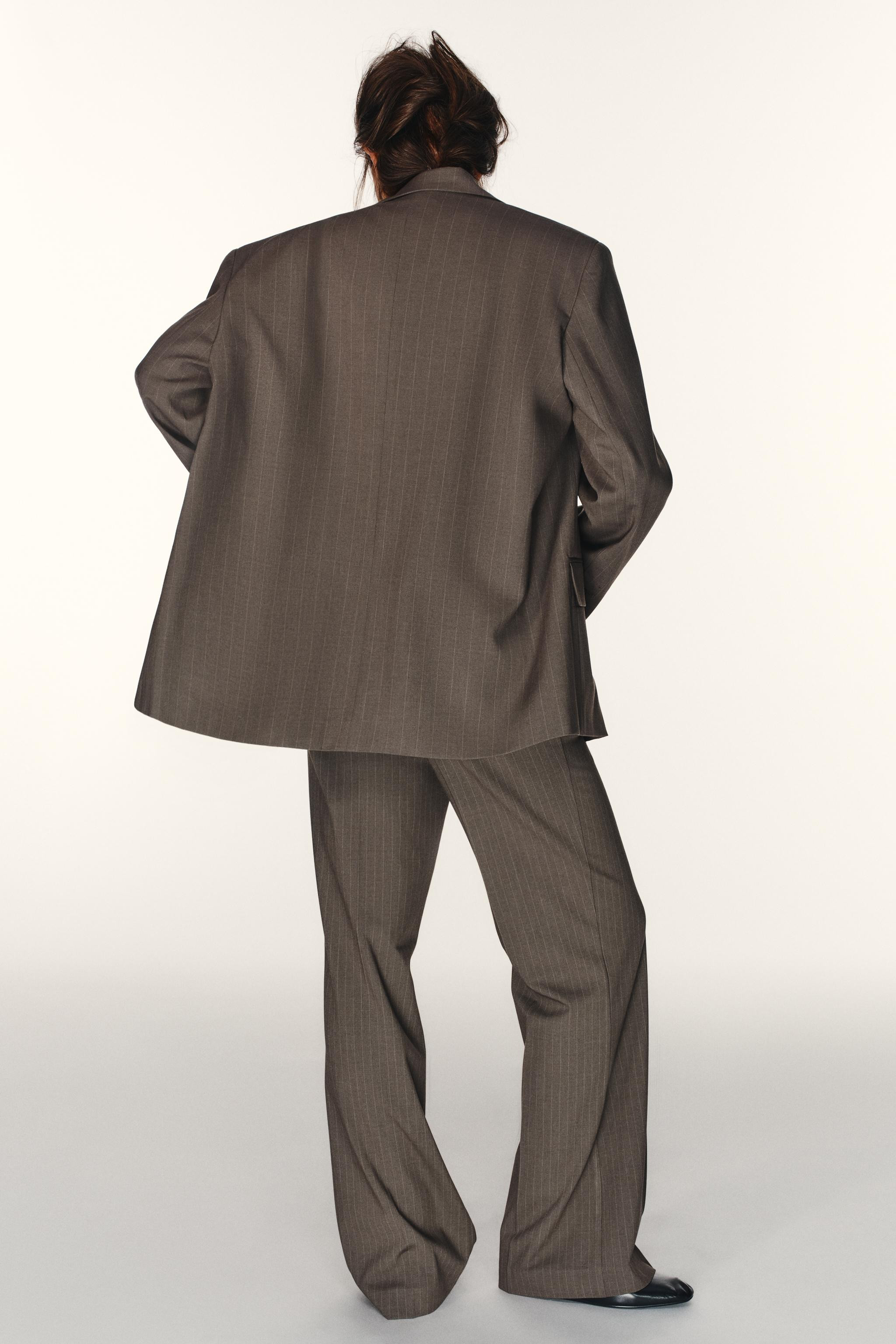 OVERSIZE STRIPED DOUBLE FABRIC BLAZER | Zara UK