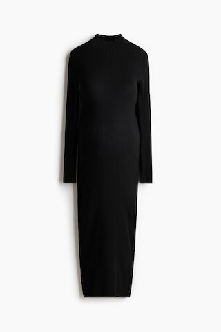 H & M - MAMA Rib-Knit Mock Turtleneck Dress - Black | H&M (US + CA)