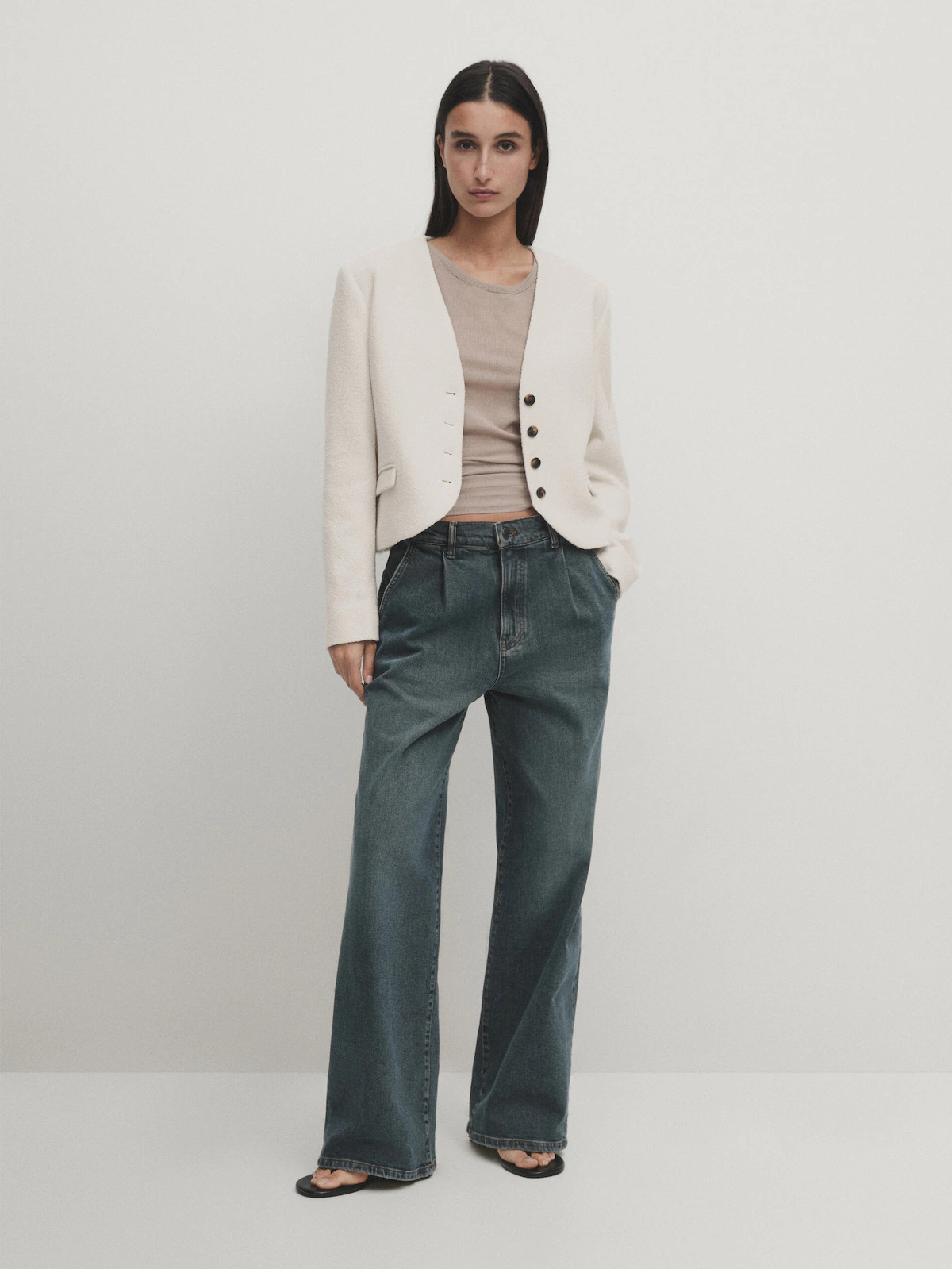 Short jacket with padded shoulders | Massimo Dutti UK