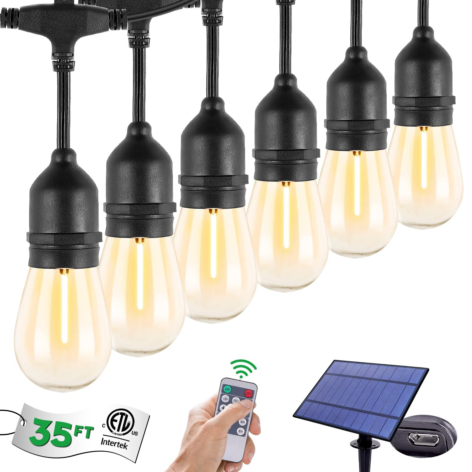 TDLOL 35FT Solar String Lights Outdoor Waterproof, Outdoor String Lights Solar Powered, Patio Lig... | Amazon (US)
