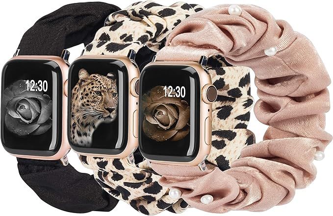 TOYOUTHS 3 Packs Compatible with Apple Watch Band Scrunchies 42mm Cloth Soft Pattern Printed Fabr... | Amazon (US)