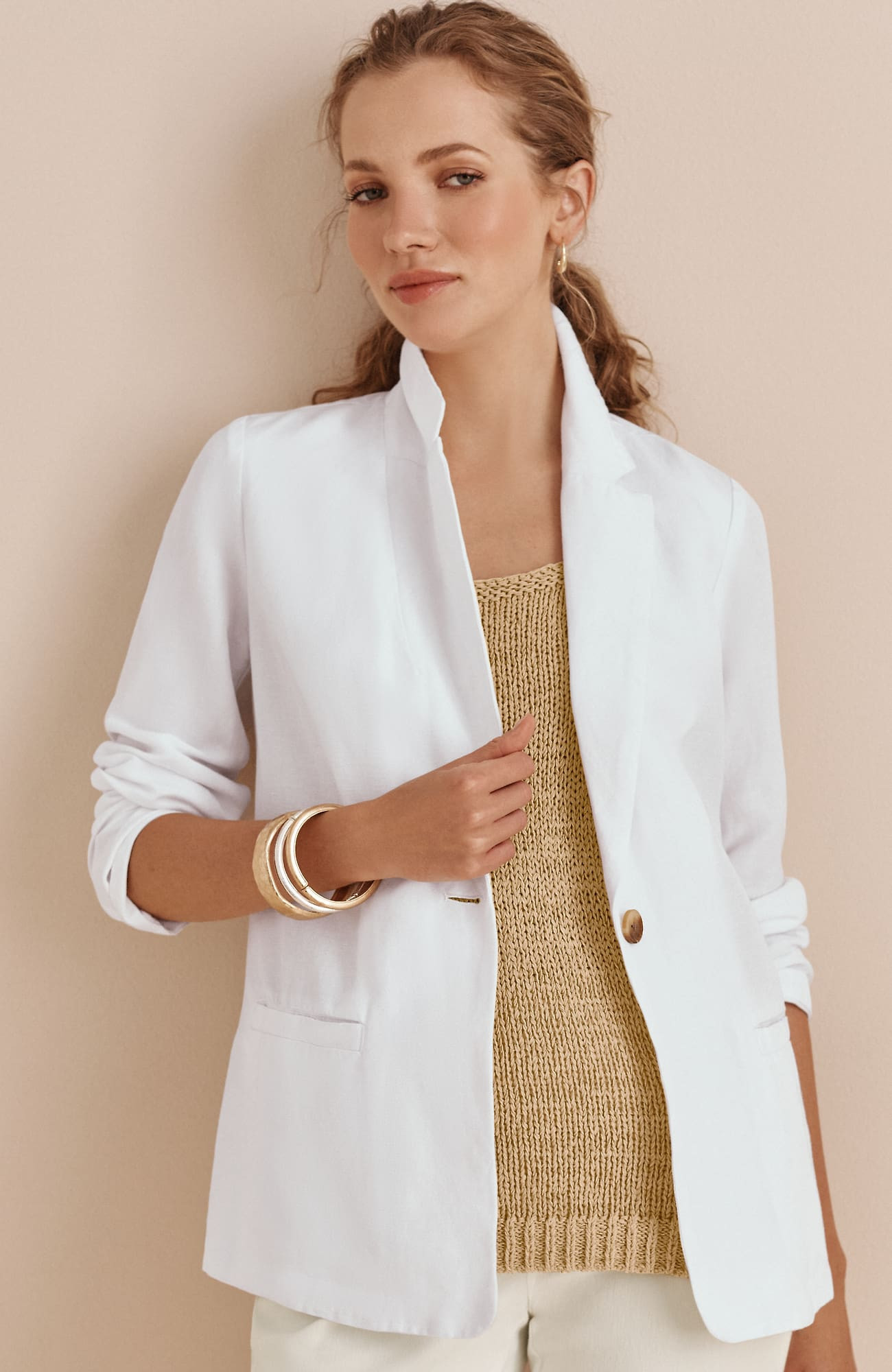 Women's Linen & Rayon Blazer (White) (Size: L) J. Jill | J. Jill