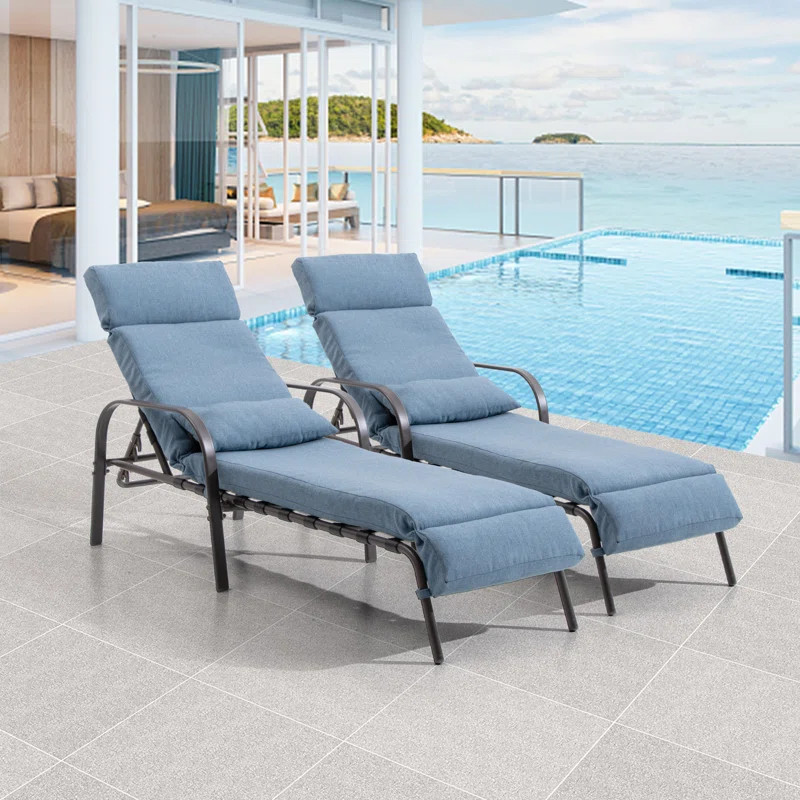 Antrea Outdoor Metal Chaise Lounge Set (Set of 2) | Wayfair North America