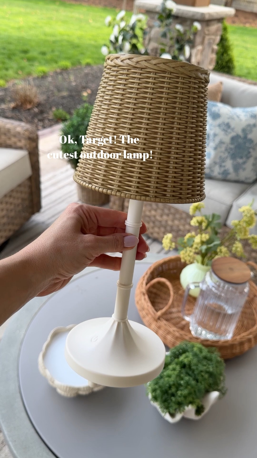 Love this rechargeable patio lamp with woven shade! 

#LTKHome