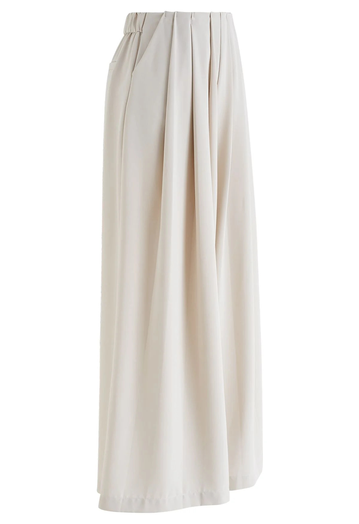 Fanciful Pleats Wide-Leg Pants in Ivory | Chicwish