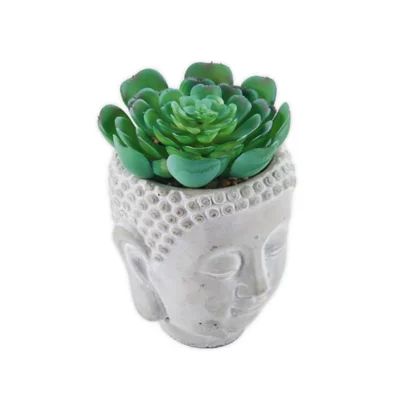 Elements Faux Plant Buddah Head Planter in Grey | Bed Bath & Beyond