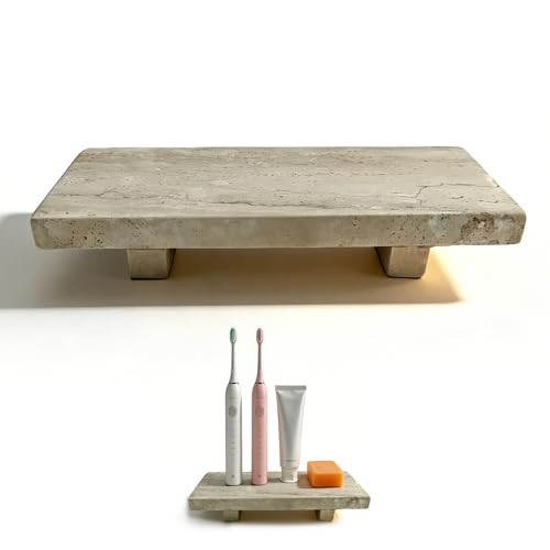 Stone Sink Tray, 8.66 x 3.54 x 1.42 Inches Travertine Tray, Soap Stand for Kitchen Sink, Marble Bathroom Tray for Razors, Jewelry, Toothbrush Holders, Hand Soap | Amazon (US)