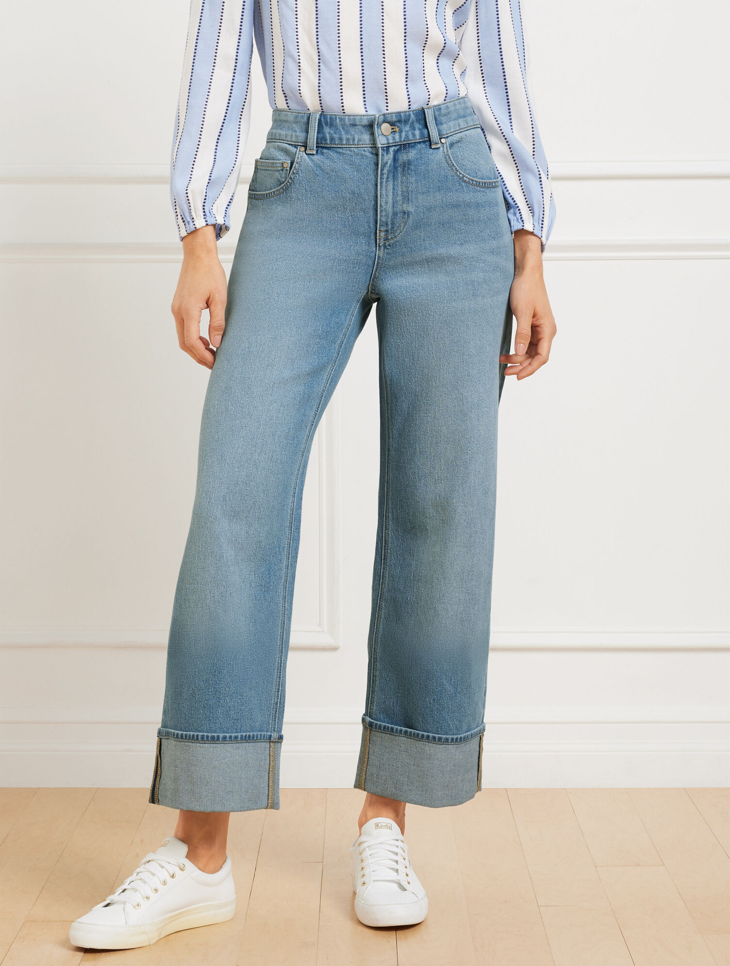 Straight Ankle Cuff Jeans - McCarren Wash | Talbots