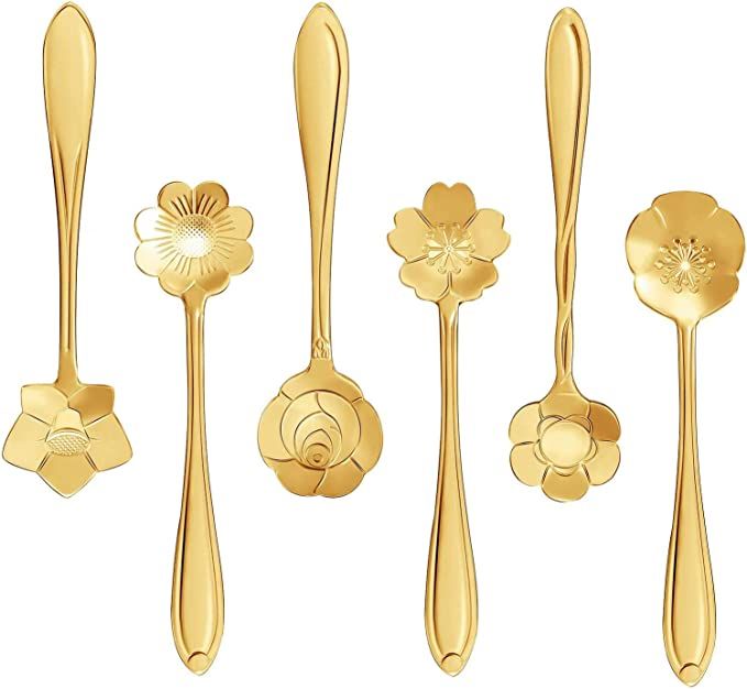 Stainless Steel Creative Flower Coffee Spoon Soup Spoons Sugar Spoons, Ice-Cream Tea Stirring Spo... | Amazon (US)