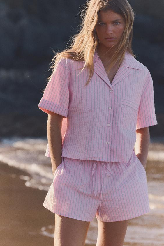 STRIPED CROP SHIRT | Zara US