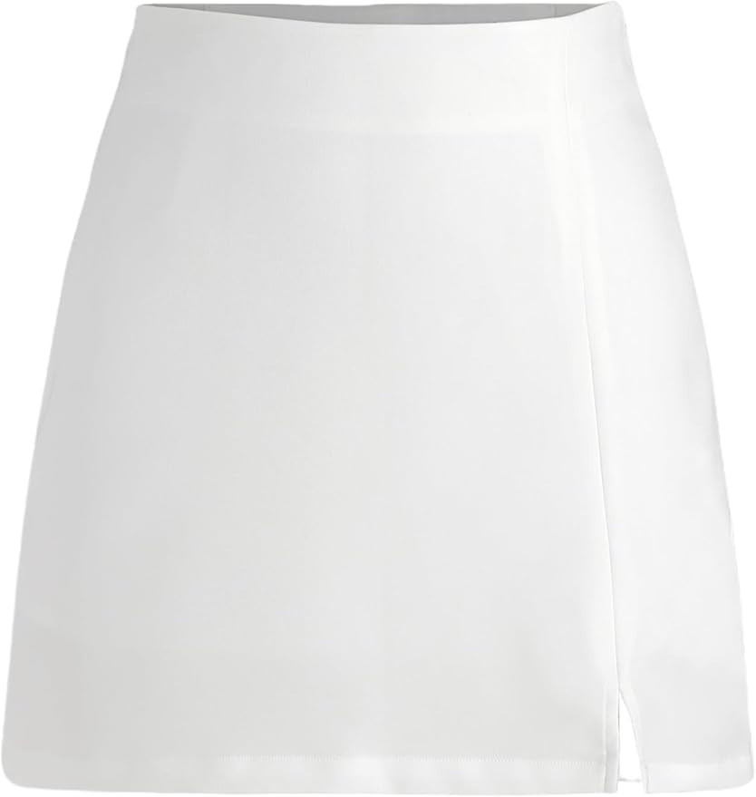 CIDER High Waist Zip Up Slit Mini Skirt | Amazon (US)