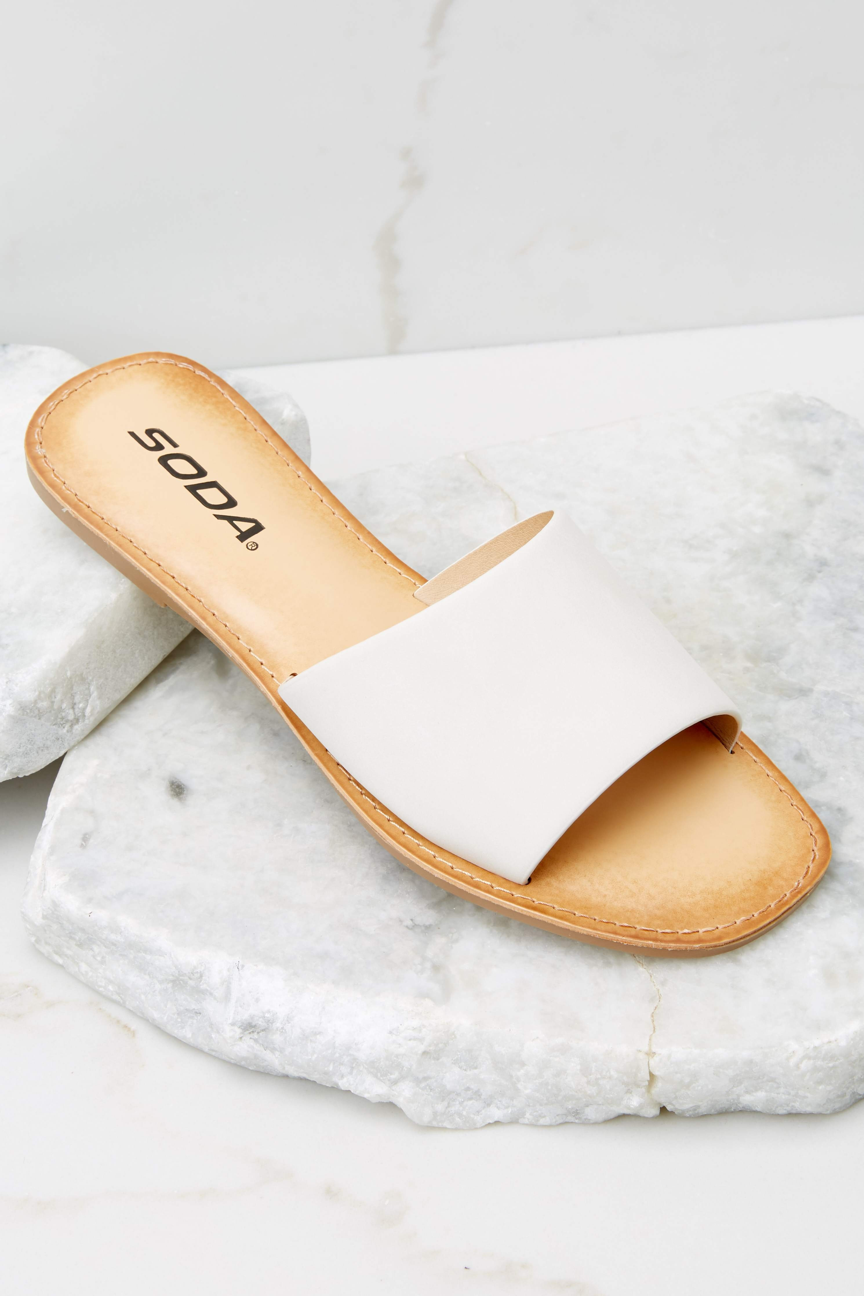 Last Step White Slides | Red Dress 