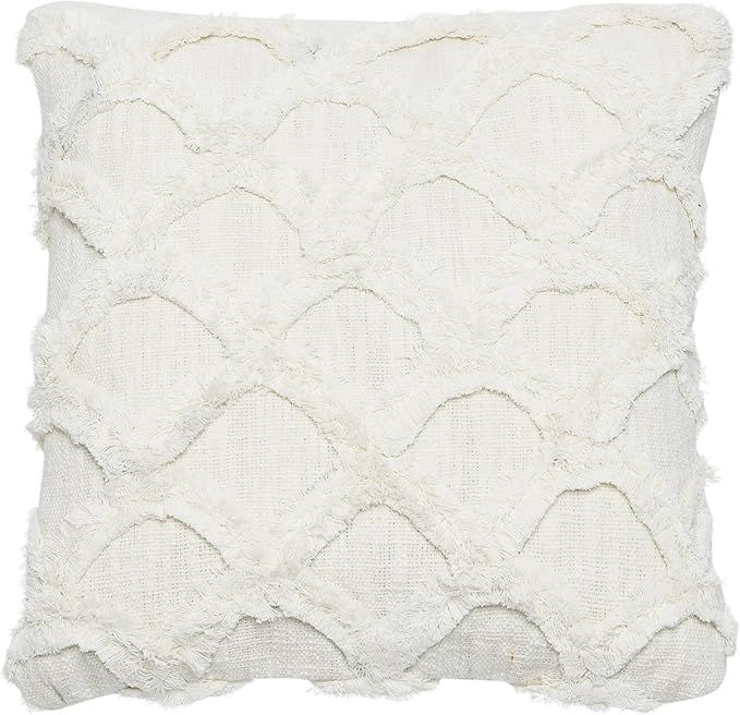 Creative Co-Op White Square Cotton Chenille Pillow | Amazon (US)