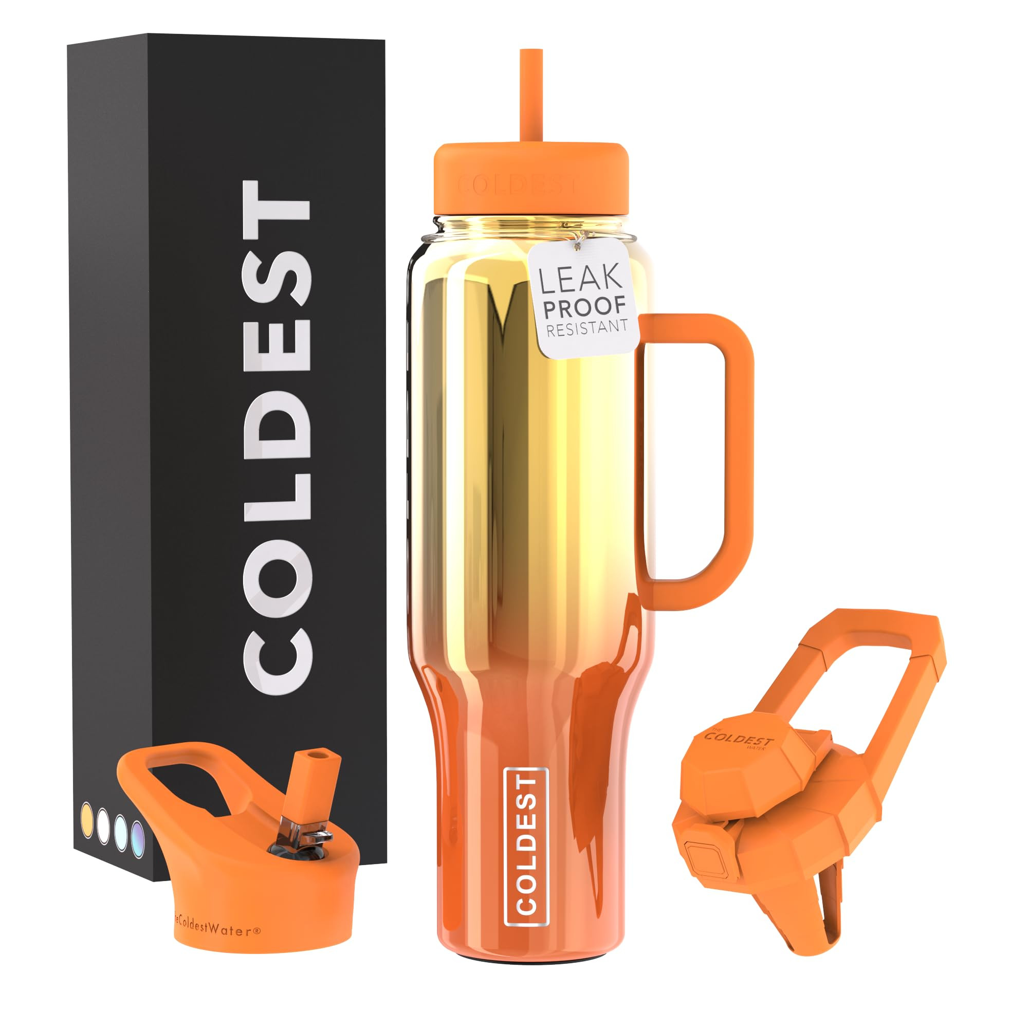 Coldest 40 oz Tumbler with Handle and Straw - 100% Spill Proof Tumbler with Straw (3 Lids) - Stai... | Amazon (US)