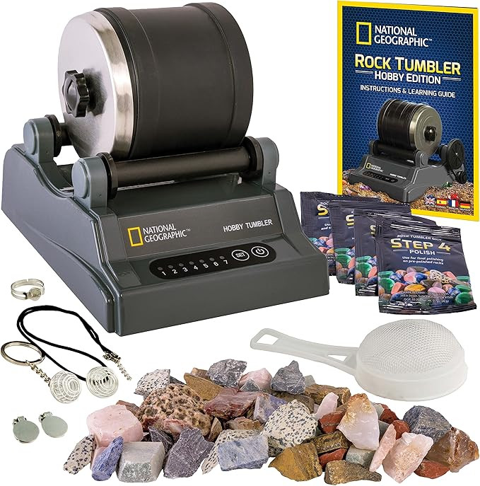 National Geographic Rock Tumbler Kit – Hobby Edition Includes Rough Gemstones, and 4 Polishing ... | Amazon (US)