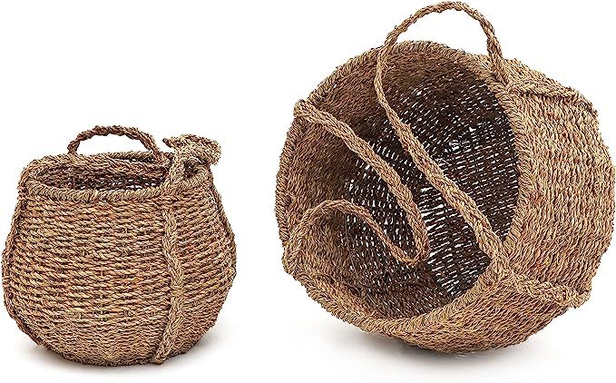 Amazon.com: Trademark Innovations Tall Woven Seagrass Planter Basket (Set of 2) : Patio, Lawn & G... | Amazon (US)