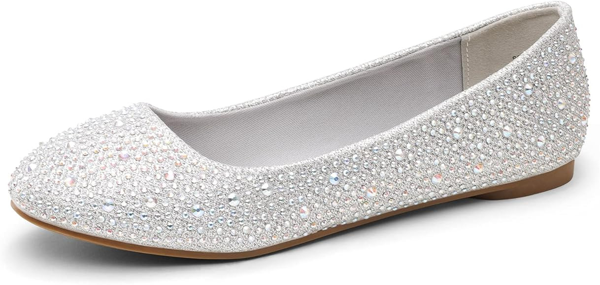 DREAM PAIRS Women's Sole-Shine Rhinestone Ballet Flats Shoes | Amazon (US)